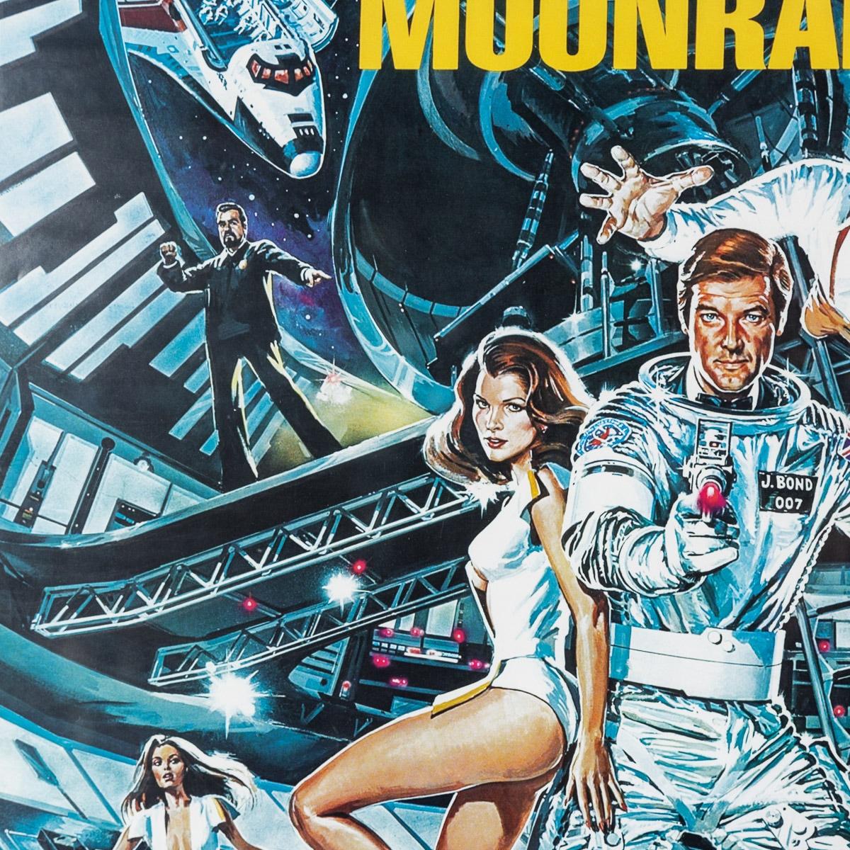 Original James Bond 007 'Moonraker' Film Poster, Signed by Roger Moore, c.1979 In Good Condition For Sale In Royal Tunbridge Wells, Kent