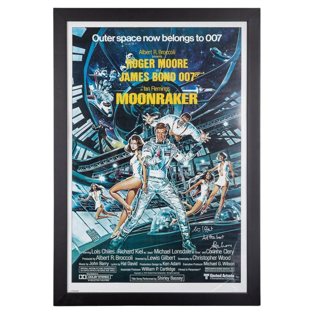 Affiche originale du film « Moonraker » de James Bond 007, signée par Roger Moore, vers 1979