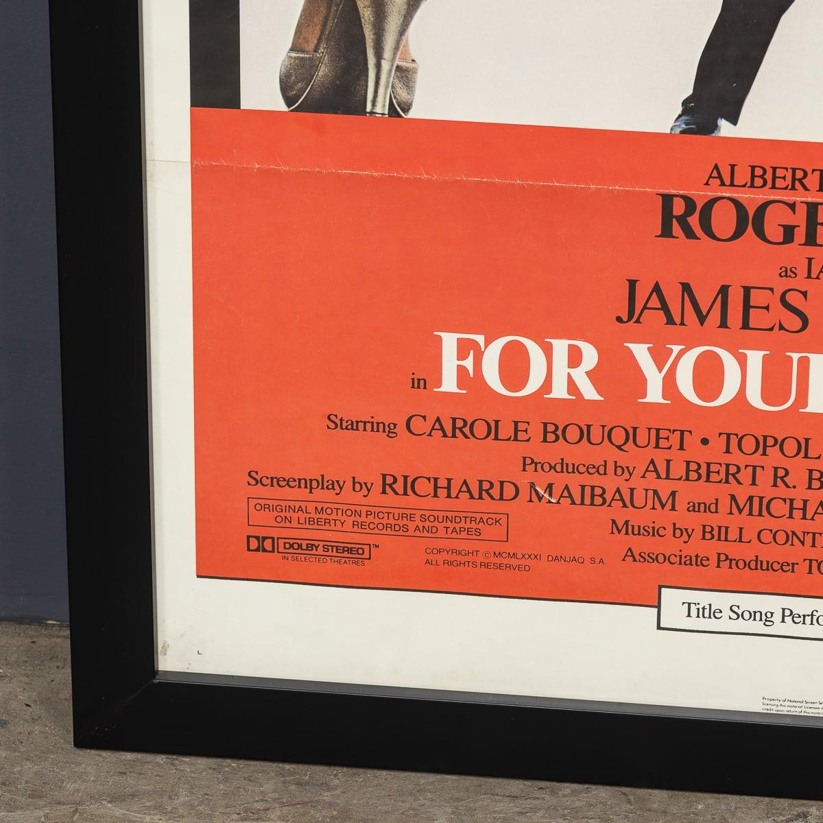 Original James Bond 'For Your Eyes Only' Framed Poster c.1981 For Sale 5