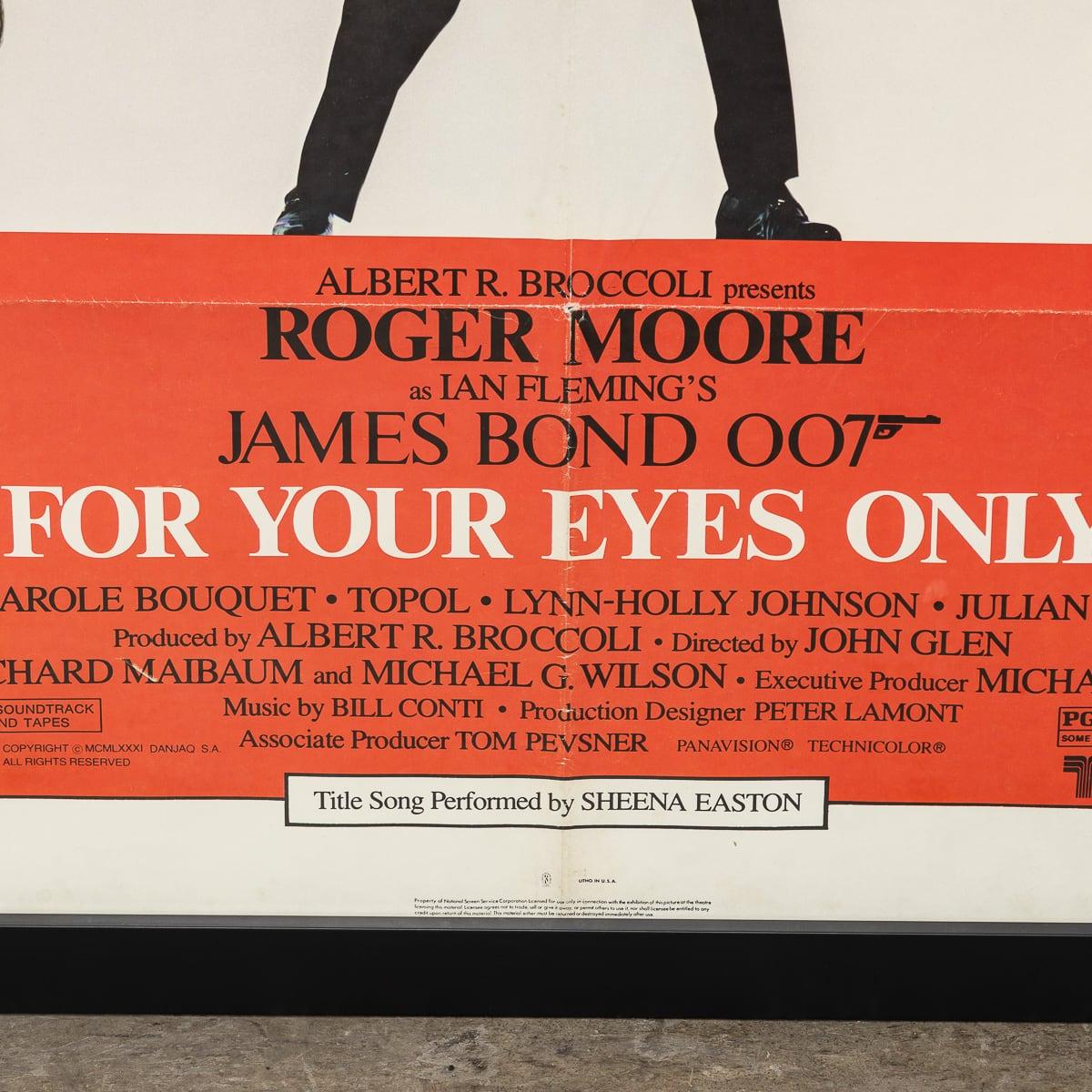Original James Bond 'For Your Eyes Only' Framed Poster c.1981 For Sale 6