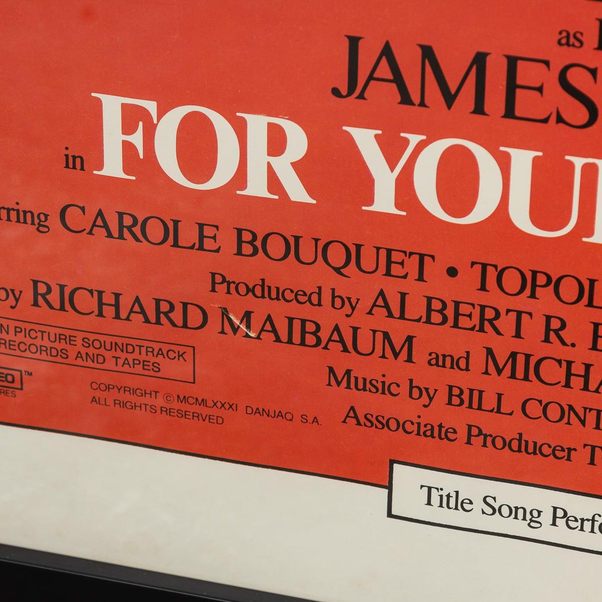 Original James Bond 'For Your Eyes Only' Framed Poster c.1981 For Sale 12