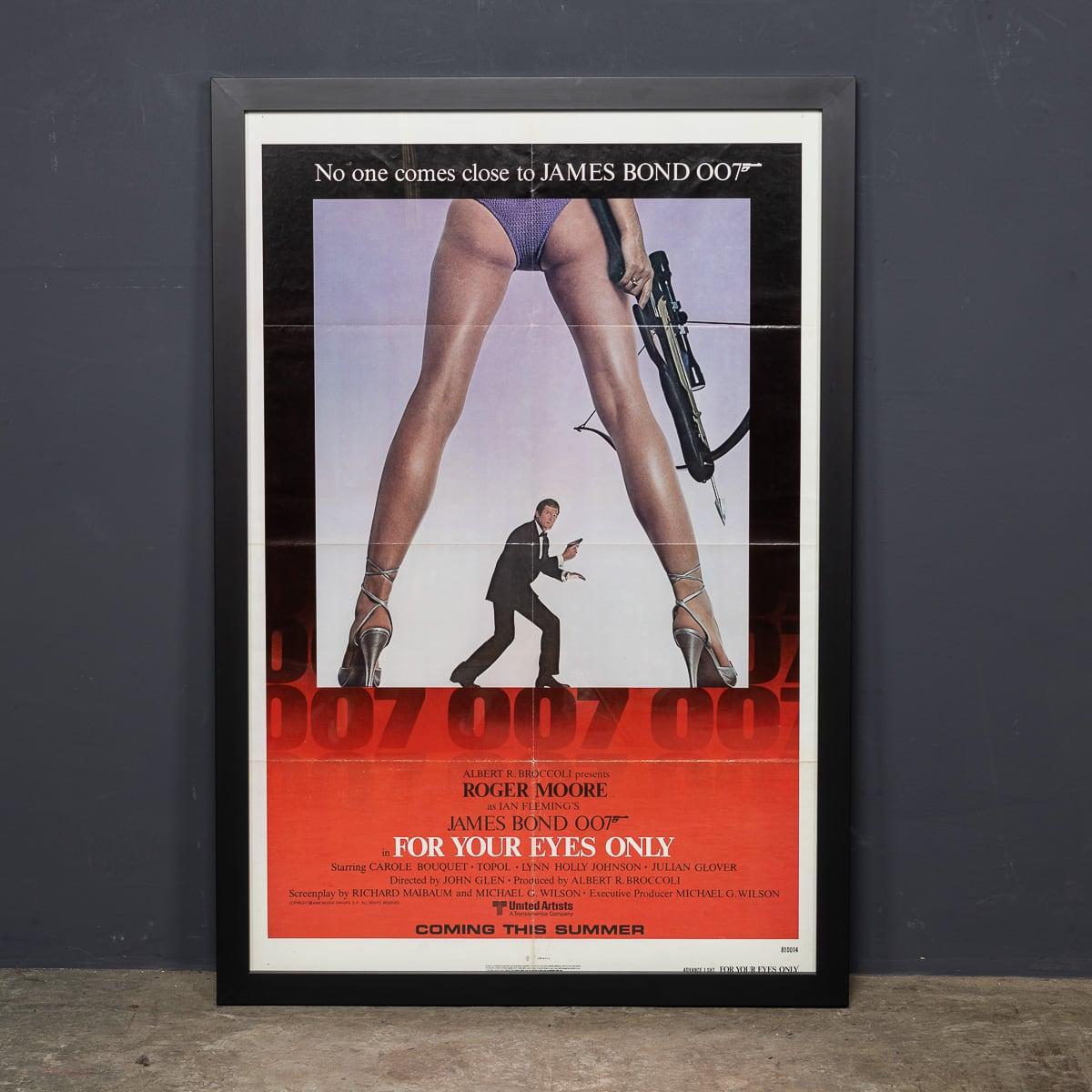 Ein seltenes und originales Poster aus dem James Bond 007 Blockbuster For Your Eyes Only. Ein britischer Spionagefilm aus dem Jahr 1981 unter der Regie von John Glen (in seinem Debüt als Regisseur) und produziert von Albert R. Broccoli. Der Film