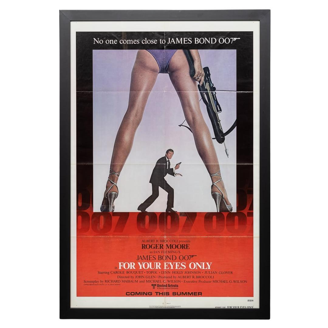 Poster originale di James Bond 'Solo per i tuoi occhi' incorniciato del 1981 circa