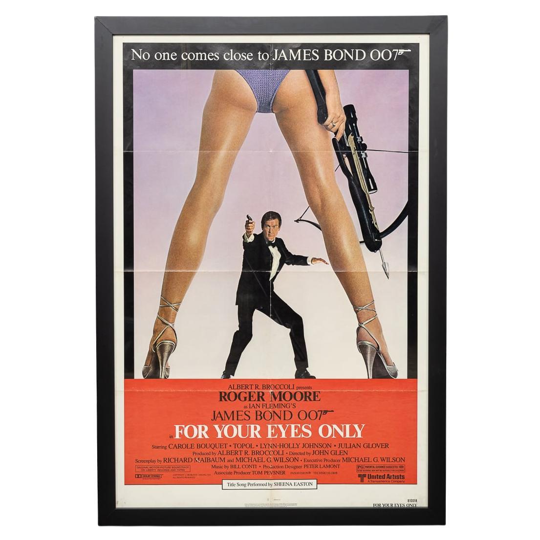 Poster originale di James Bond 'Solo per i tuoi occhi' incorniciato del 1981 circa