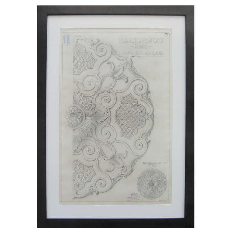 Original Jansen Architectural Pencil Drawing In Excellent Condition For Sale In New York, NY