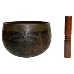 Original Japanese Antique Temple Singing Bowl Signed 10" C4 Tone