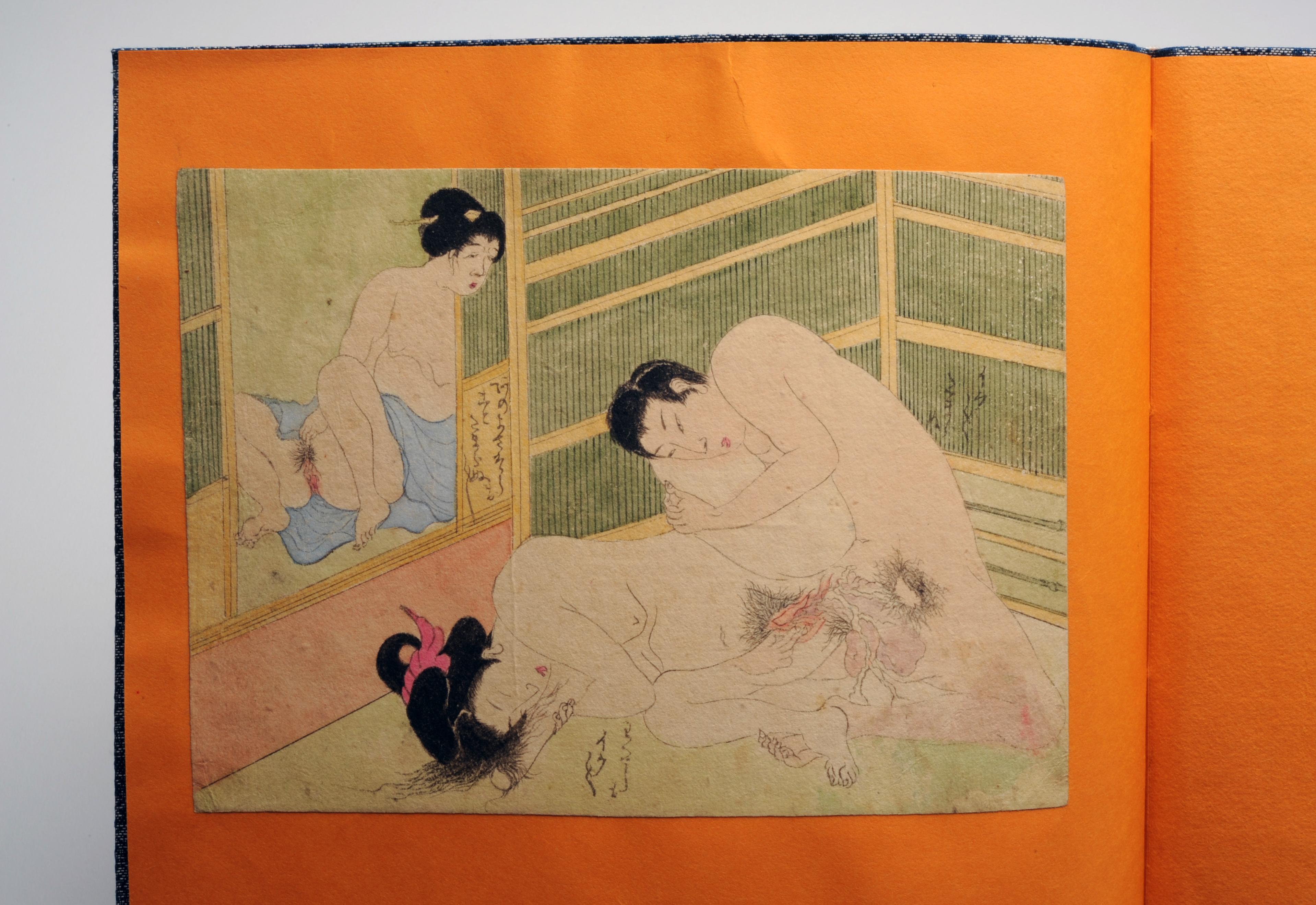 Original japanische handgemalte erotische Kunst Gemälde Shunga 2