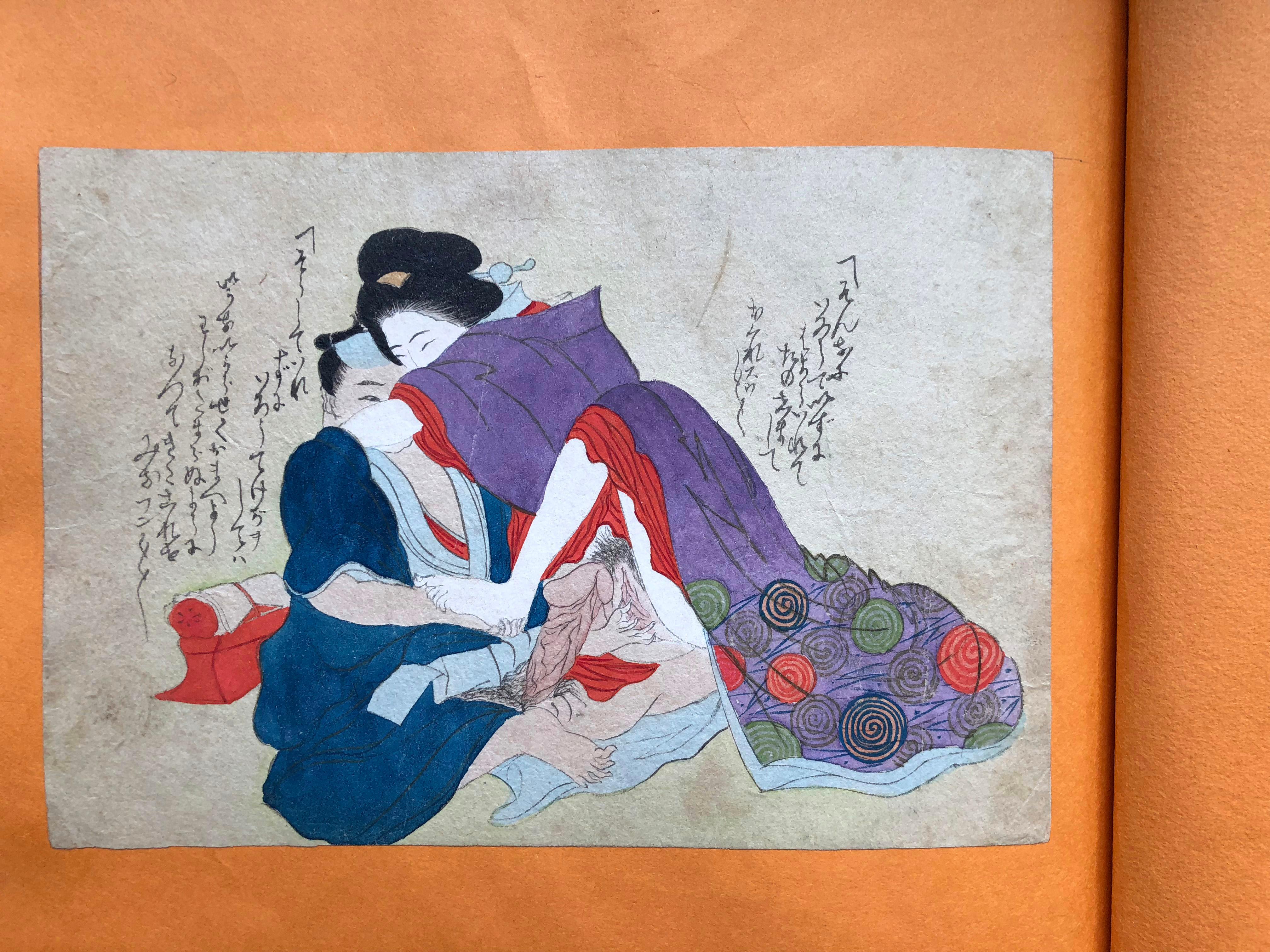 Original japanische handgemalte erotische Kunst Gemälde Shunga 4