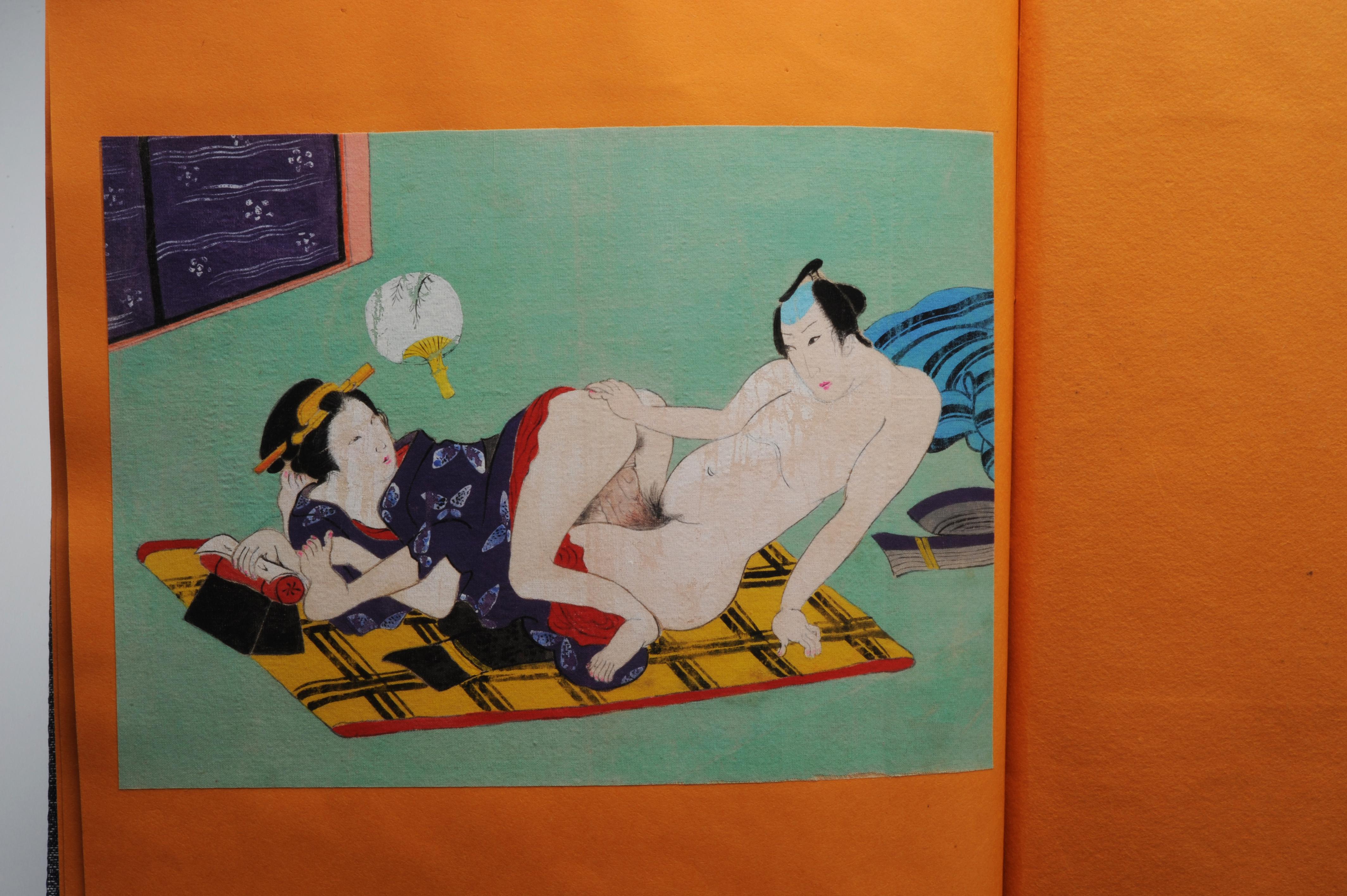 Original japanische handgemalte erotische Kunst Gemälde Shunga (Japanisch)