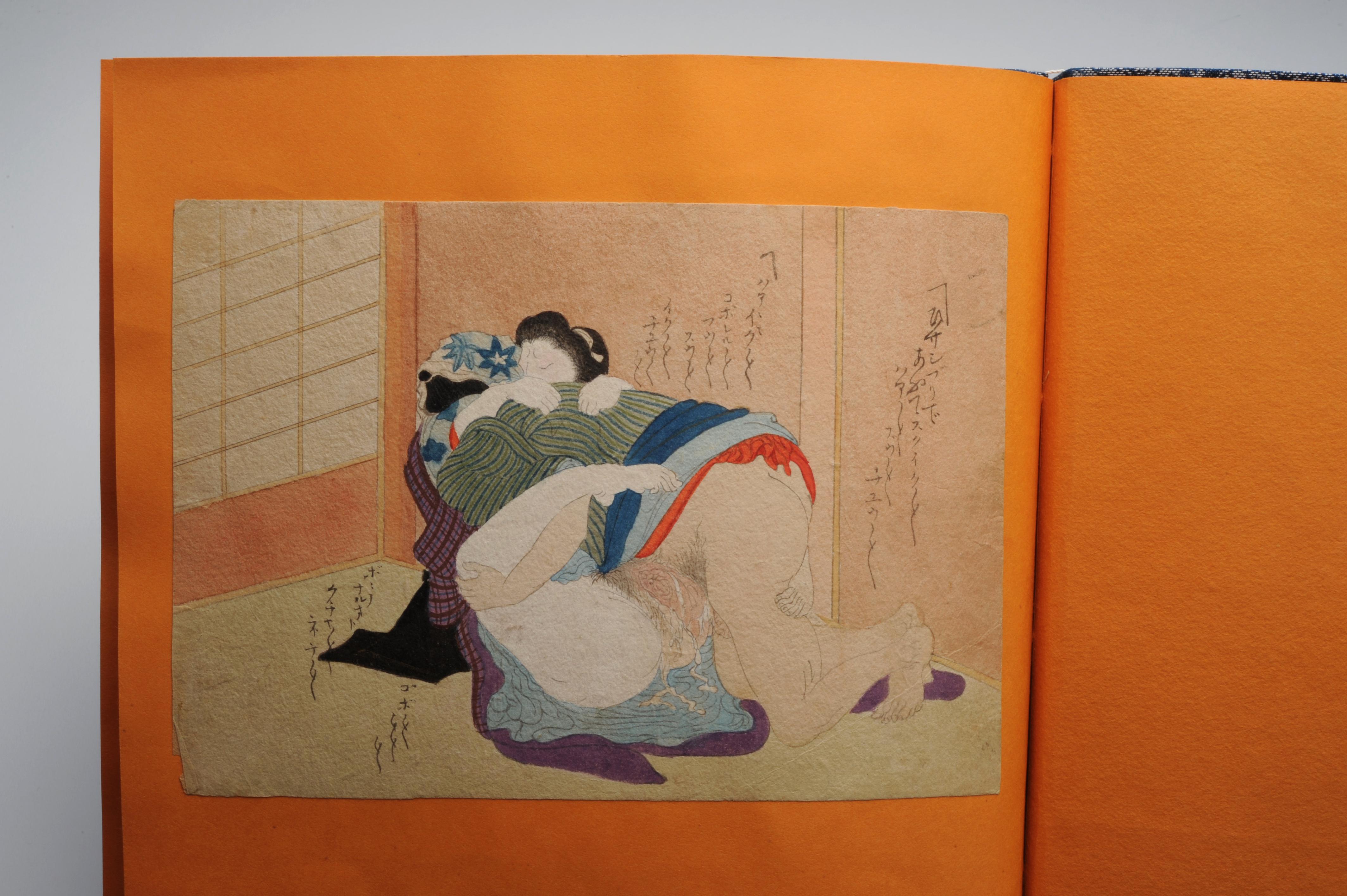 Original japanische handgemalte erotische Kunst Gemälde Shunga im Zustand „Gut“ in Washington, DC