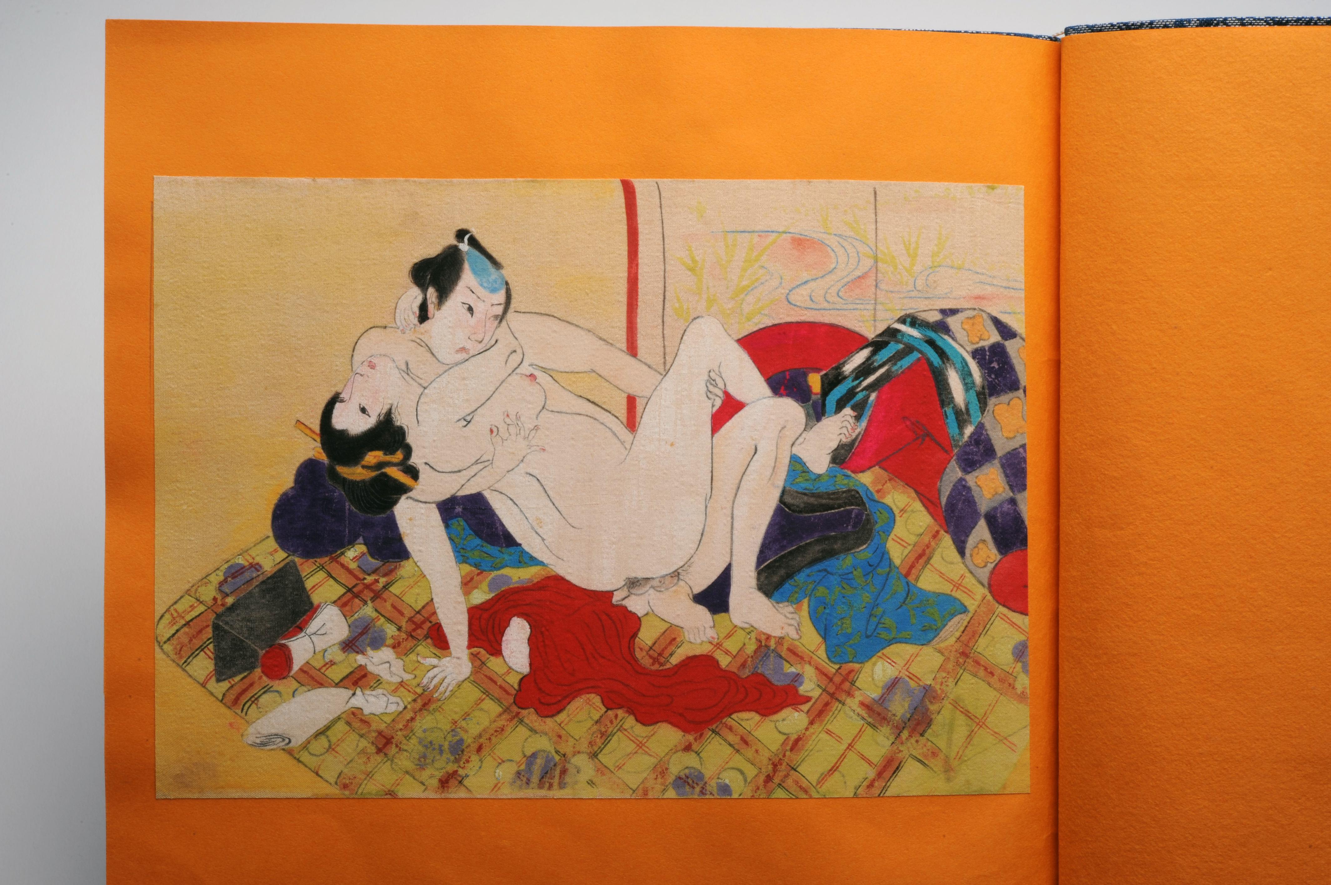Original japanische handgemalte erotische Kunst Gemälde Shunga (Farbe)