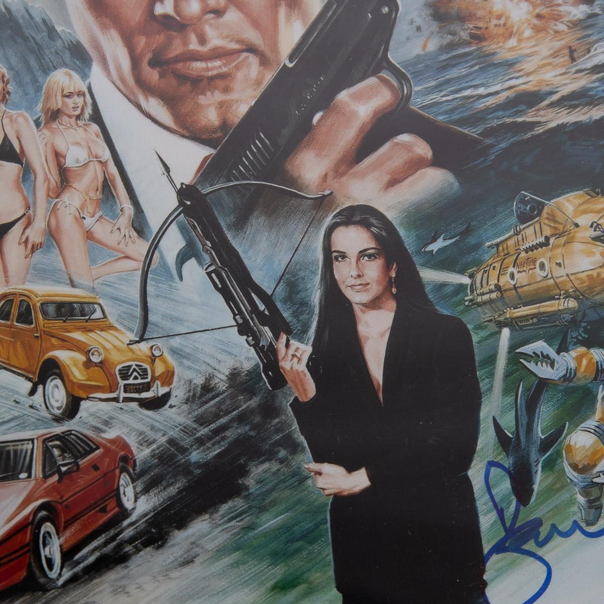 Silver Original Japanese Signed By Roger Moore 'For Your Eyes Only' Mini Poster For Sale