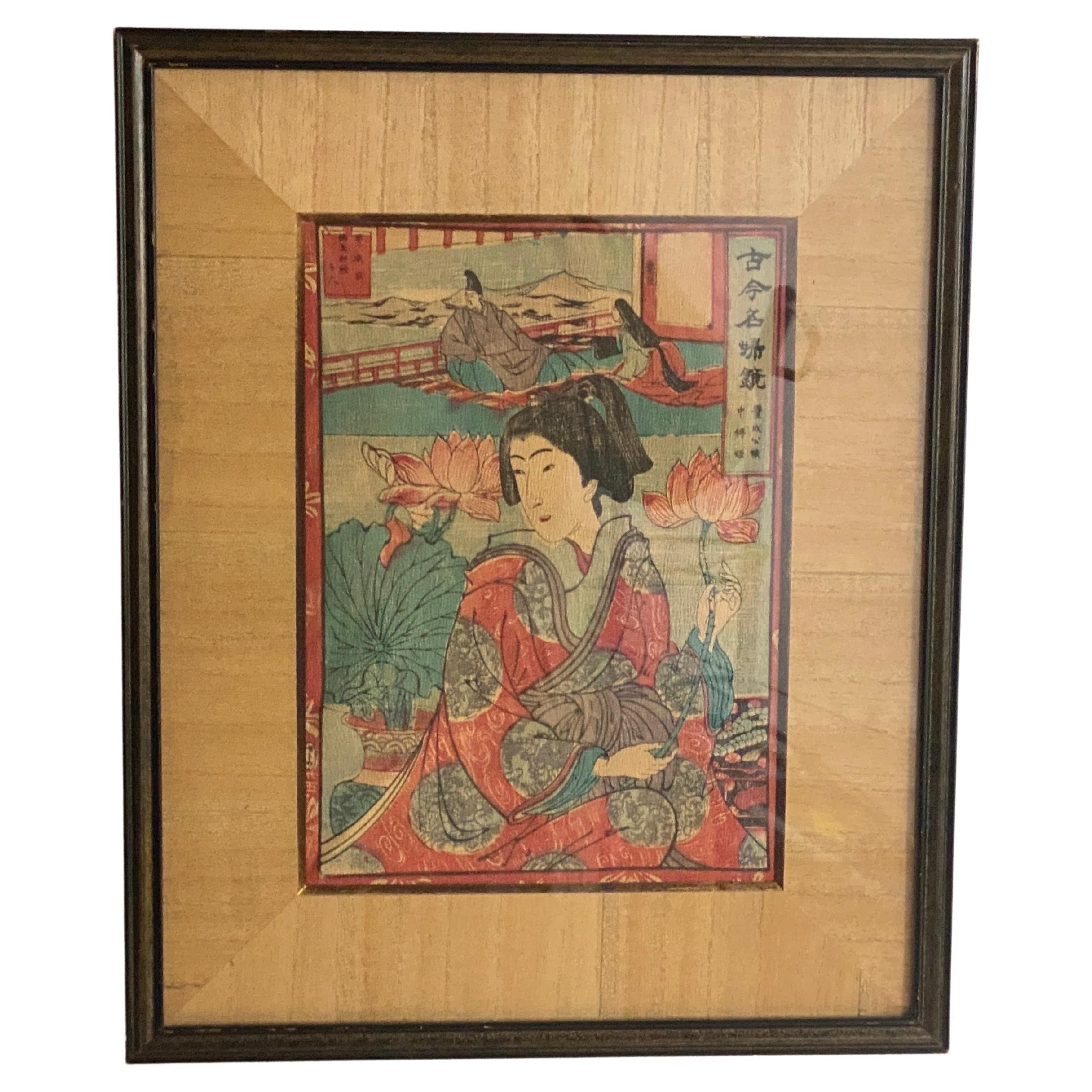 Original japanischer Farbholzschnitt eines japanischen Künstlers aus dem 19. im Angebot