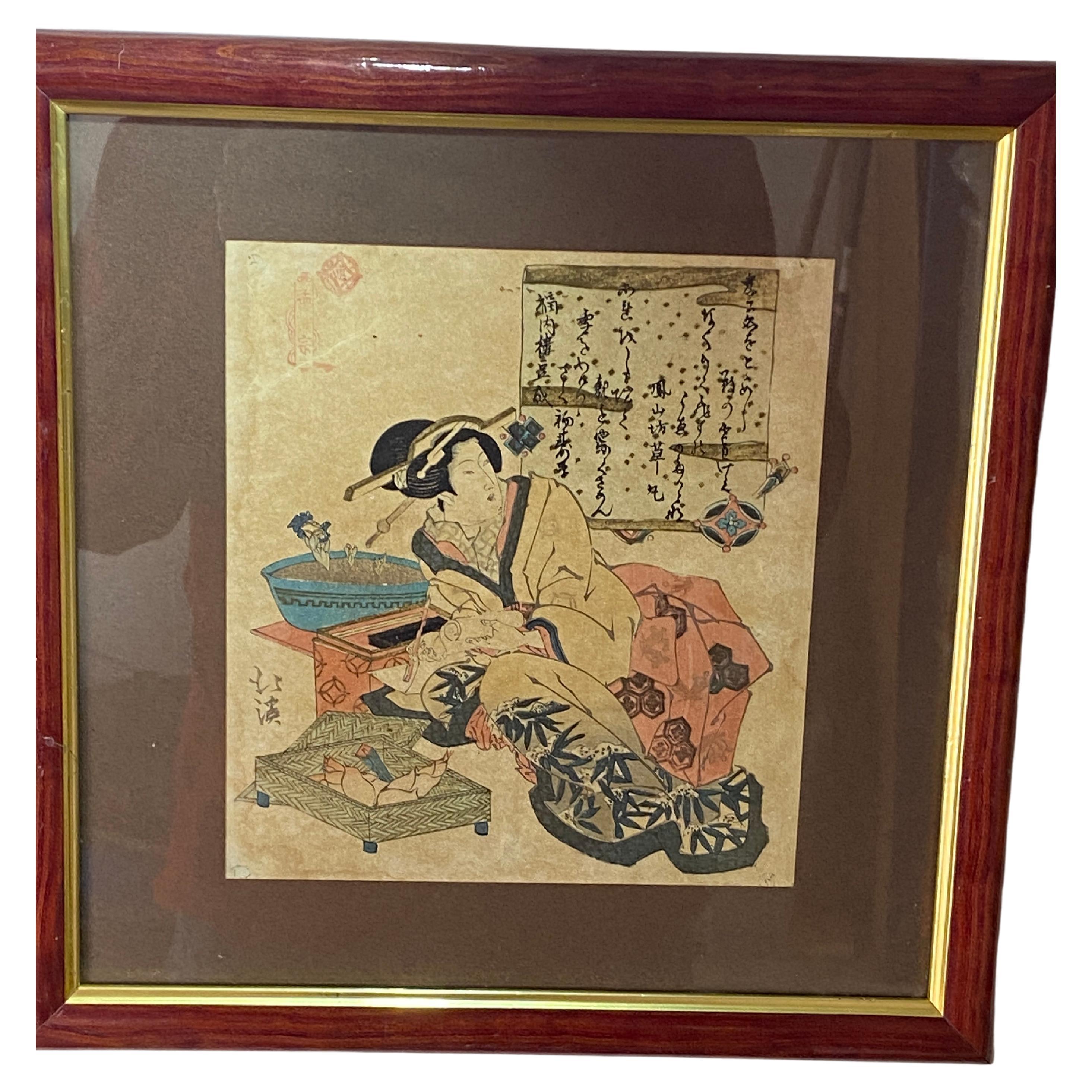 Original Japanisch  Holzschnittdruck von Totoya Hokkei aus dem 19. Jahrhundert