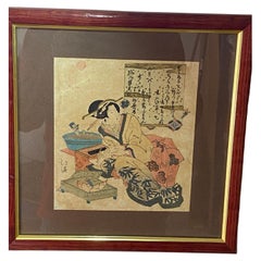 Used Original Japanese Woodblock Print by Totoya Hokkei 19th Century