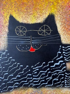 Dittico originale di Javier Hidalgo in acrilico su tela "Los Tres Gatos".