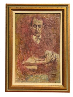 Original Jean-Charles Bouloc Mix Media Portrait Oil Painting on Canvas