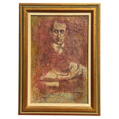 Original Jean-Charles Bouloc Mix Media Portrait Oil Painting on Canvas