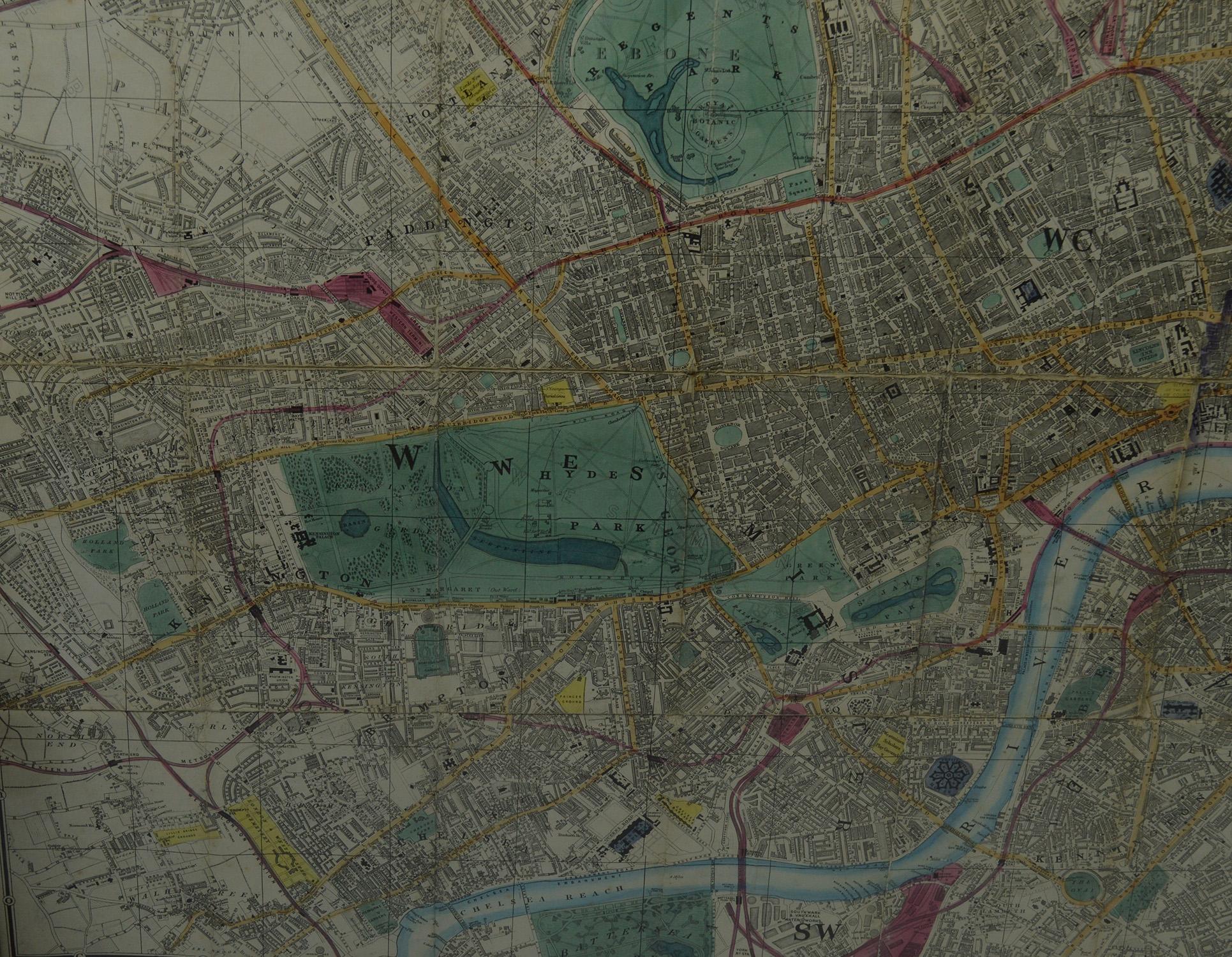 English Original John Dunn's Ordnance Map of London, 19th Century