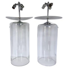 Lampes de table cylindriques en verre soufflé « Modern » de John Saladino, lot de deux