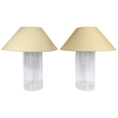 Lampes de table cylindriques en verre soufflé « Modern » de John Saladino, lot de deux