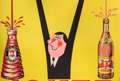 Original Joker Jus Poster-Rick Cursat-Fruit Apple Grapes Mâcon, 1955