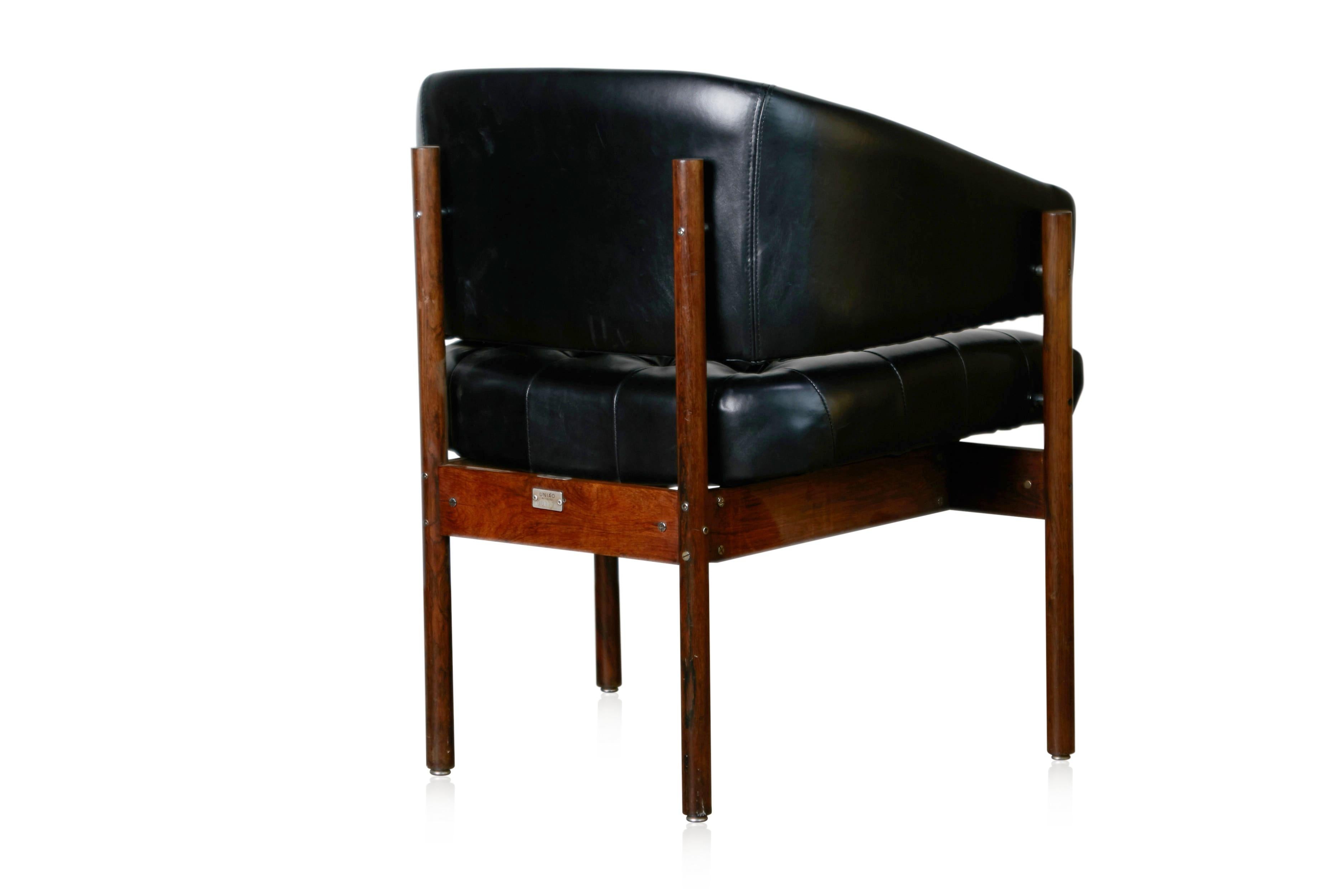 Jorge Zalszupin 'Senior' Rosewood & Leather Armchairs, Produced in 1972, Brazil In Good Condition In Los Angeles, CA