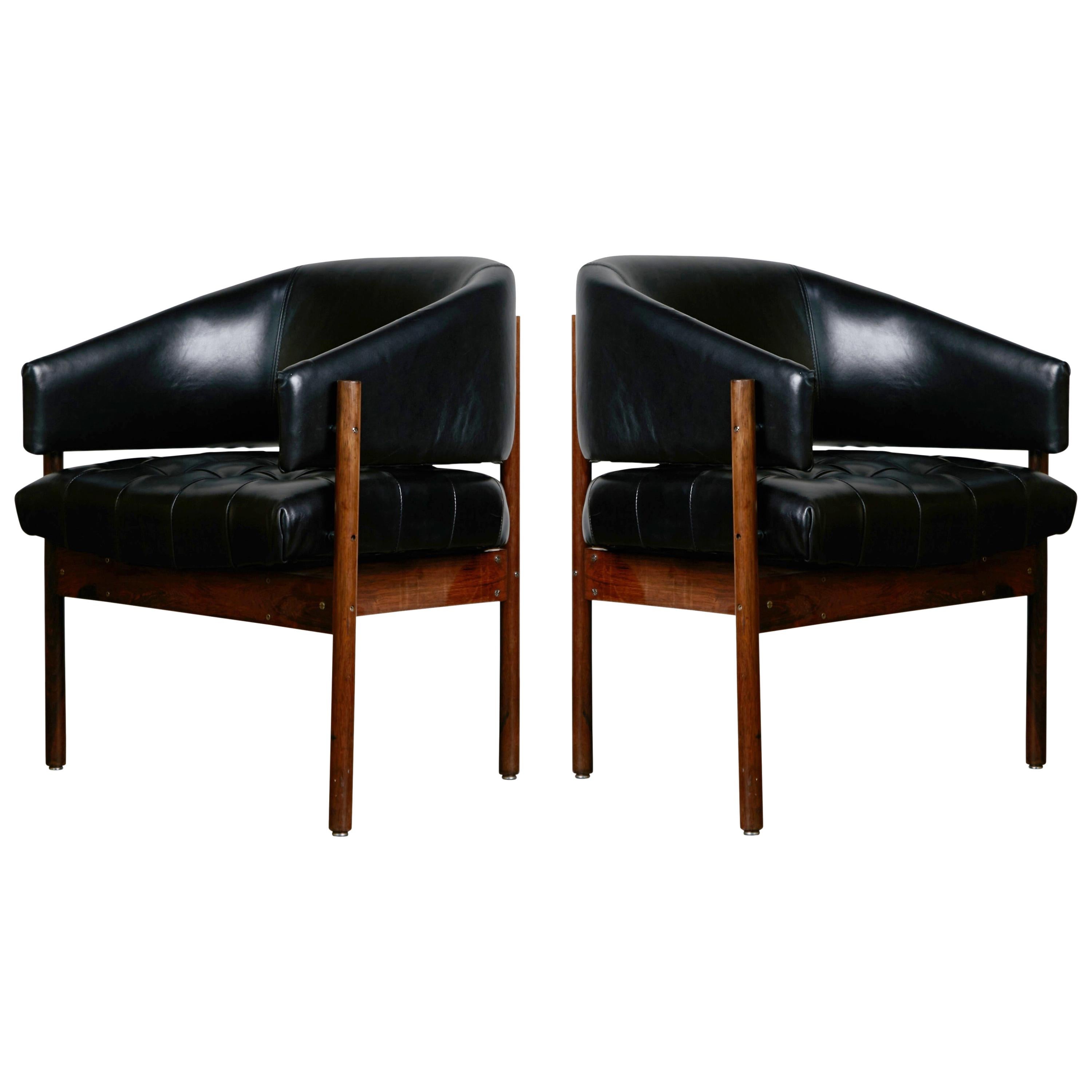 Jorge Zalszupin 'Senior' Rosewood & Leather Armchairs, Produced in 1972, Brazil