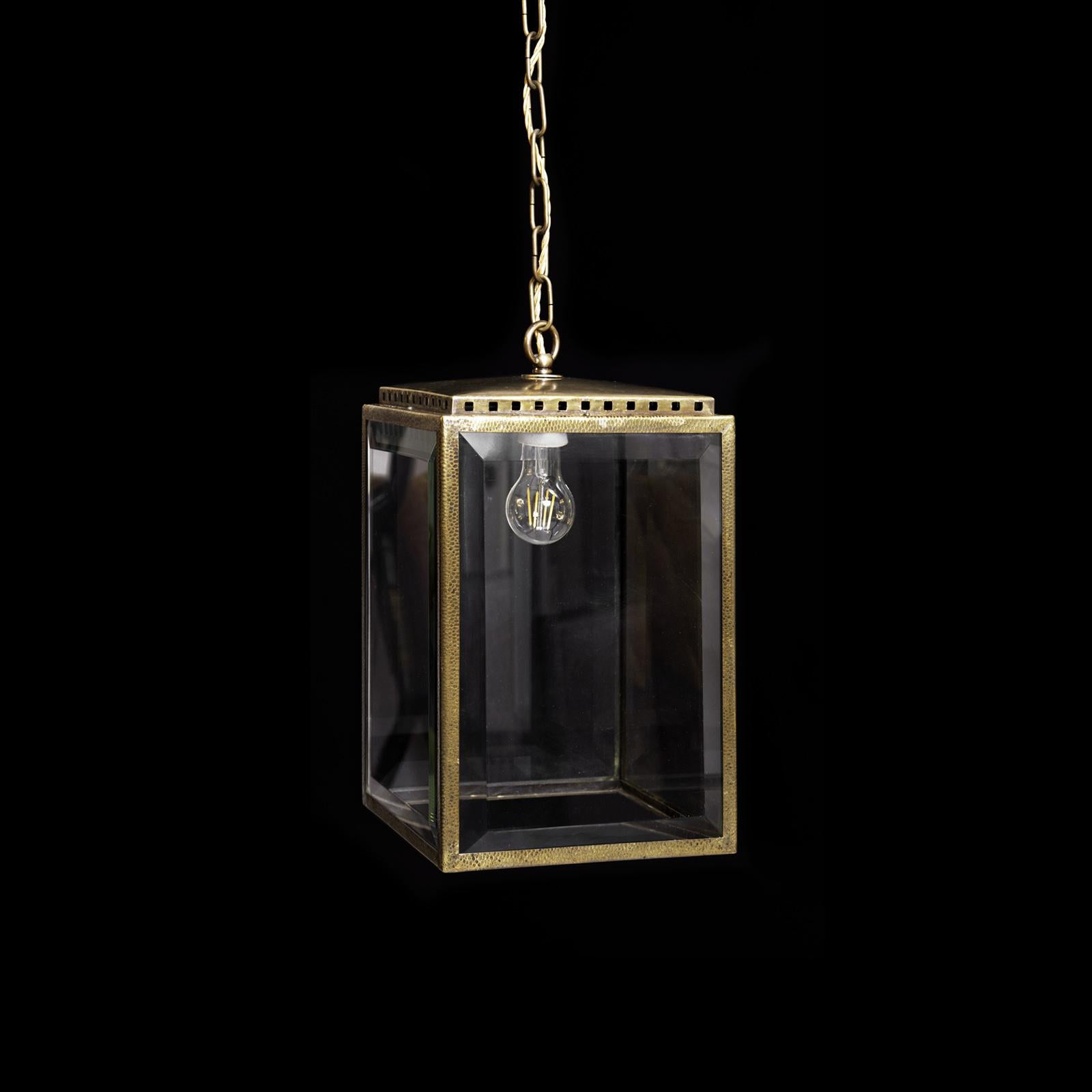 Beautiful lantern in the style of the early Josef Hoffmann and the historical Wiener Werkstaette, hammered with typical ornaments of this period - Quadratlhoffmann - means the Hoffmann with the squares, 1903.