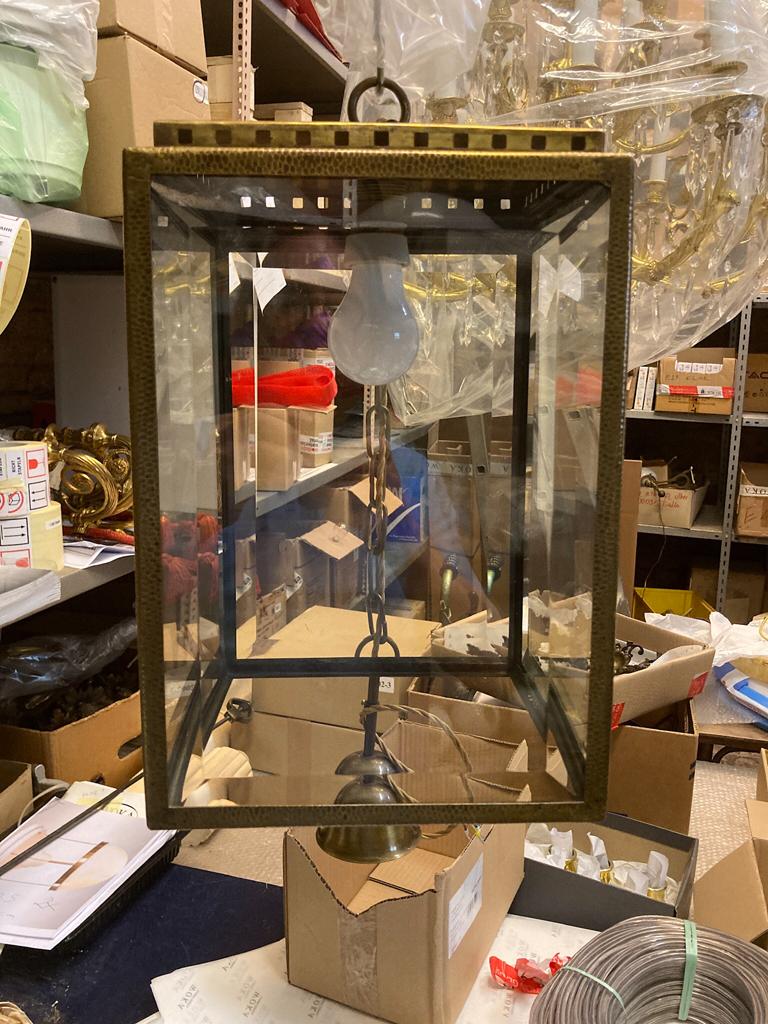 Hand-Crafted Original Josef Hoffmann Attributed Lantern Wiener Werkstaetten Style, Jugendstil For Sale