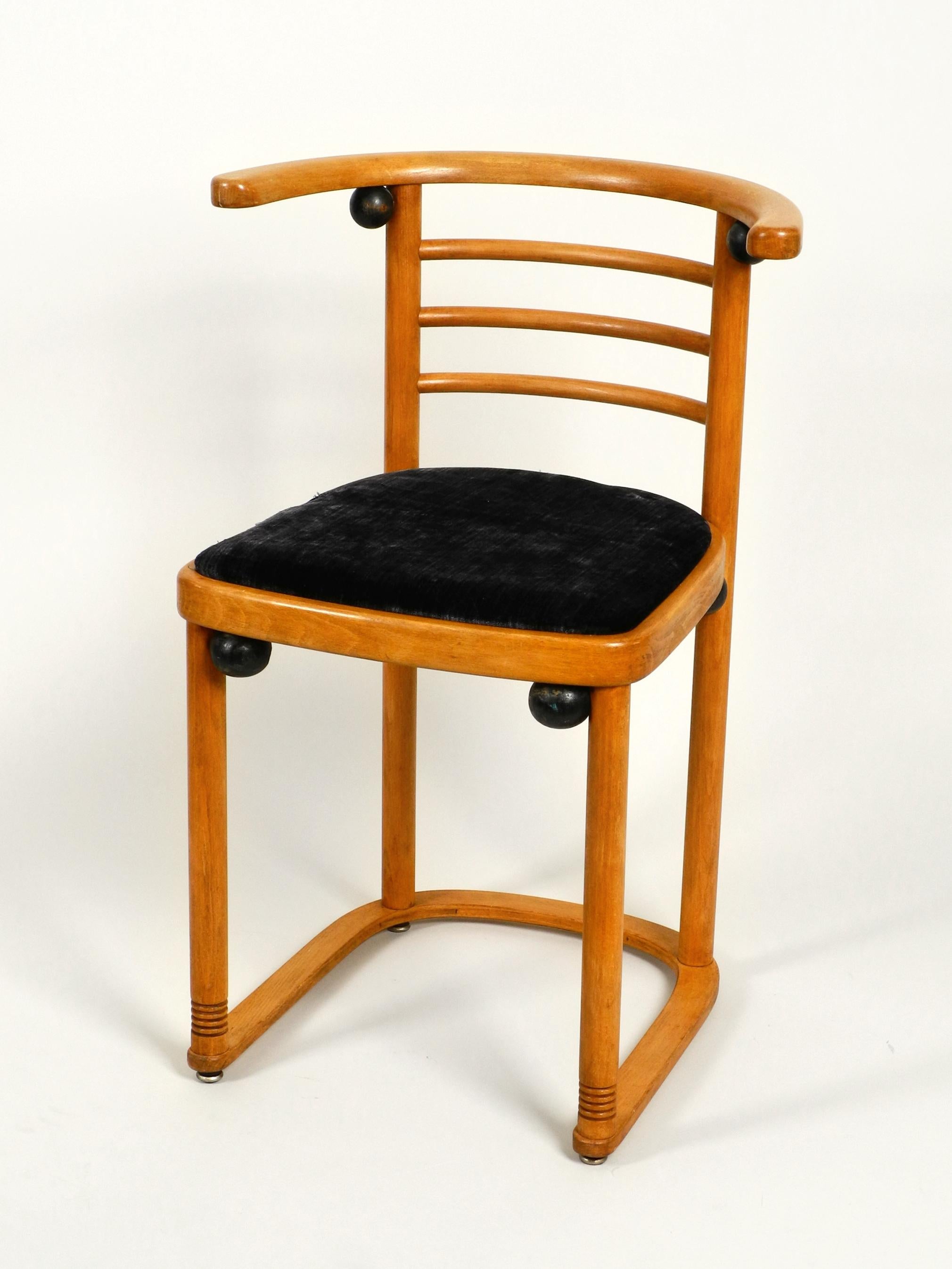 Original Josef Hoffmann bat chair made of oakwood. 
Designed in the 1930s in Art Deco style.
Manufactured by Wittmann in the 1950s. Made in Austria. 
The chair was developed by the well-known
 designer and architect Josef Hoffmann.
Hoffmann was