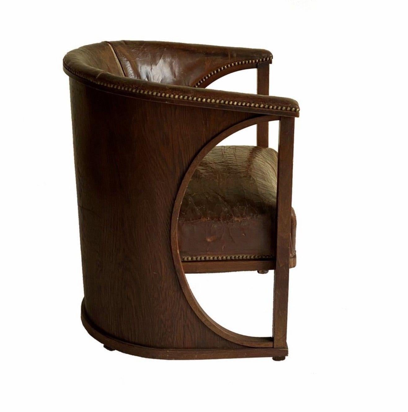 Fauteuil original Josef Hoffmann, J. & J. Kohn, Model No. 428/F. Cuero en venta
