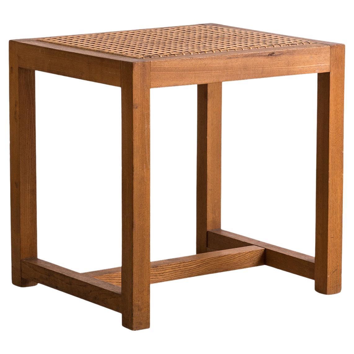 Tabouret original de Josef Hoffmann, fabrication en osier de Prag Rudniker