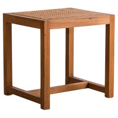 Antique Original Josef Hoffmann Stool, Prag Rudniker Wicker-Fabrication