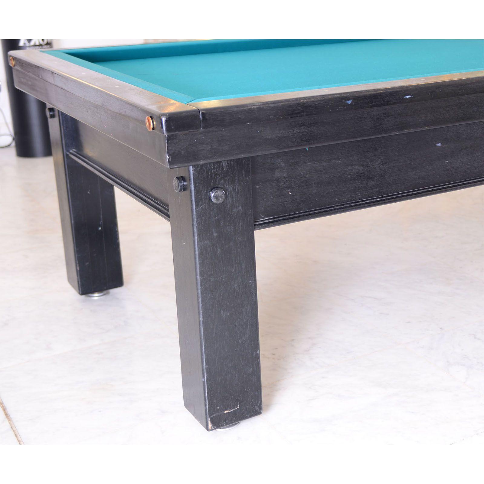 Early 20th century, similar to the Carambol billard table designed by Josef Hoffmann in 1903 for the Purkersdorf Sanatorium - see the enclosed image.

There are just minor chips and scratches on the surface, which is easily done in a few hours work