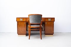 Original Jugendstil Herrenschreibtisch+Armlehnstuhl, J. W. Müller (Wien um 1905)