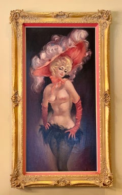 Original Julian Ritter Oil Painting of a Sexy Las Vegas Showgirl