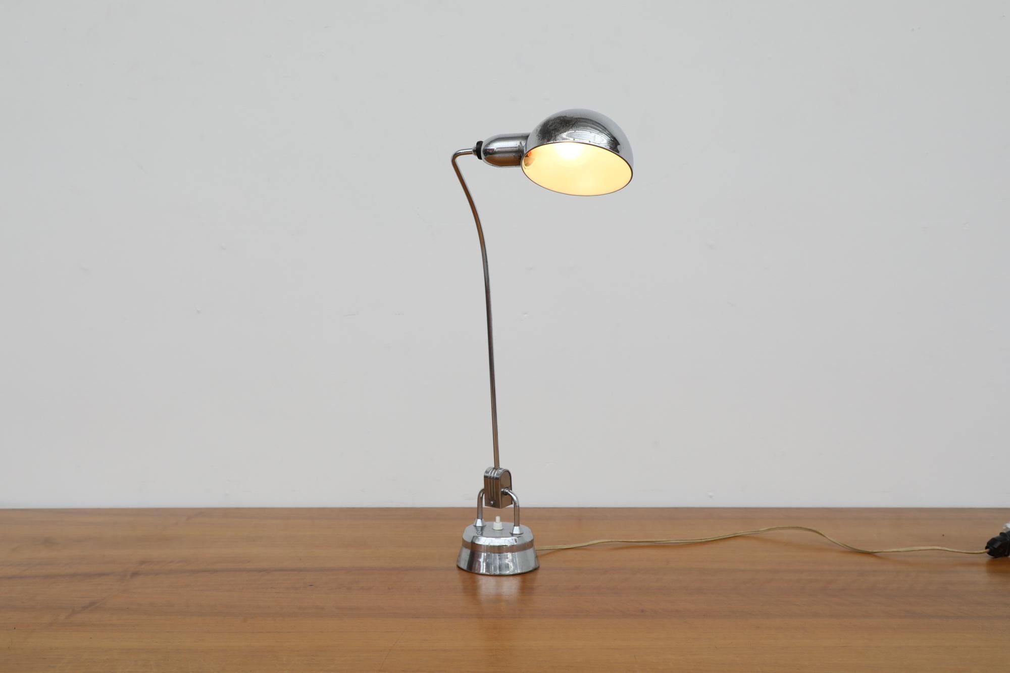 Original 1940's 'Model 600' desk lamp designed by Yves Jujeau and Pierre and André Mounique for JUMO. Selected by Charlotte Perriand for the exhibition “Le Bazar” at the Musée des Arts decoratives (Museum of Decorative Arts ) of Paris in 1949.