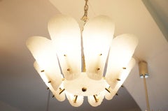 Original Kalmar Milch-Eisglas-Kronleuchter aus den 1950er Jahren