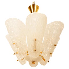 Original Kalmar Milk Ice Glass Chandelier from 1950s