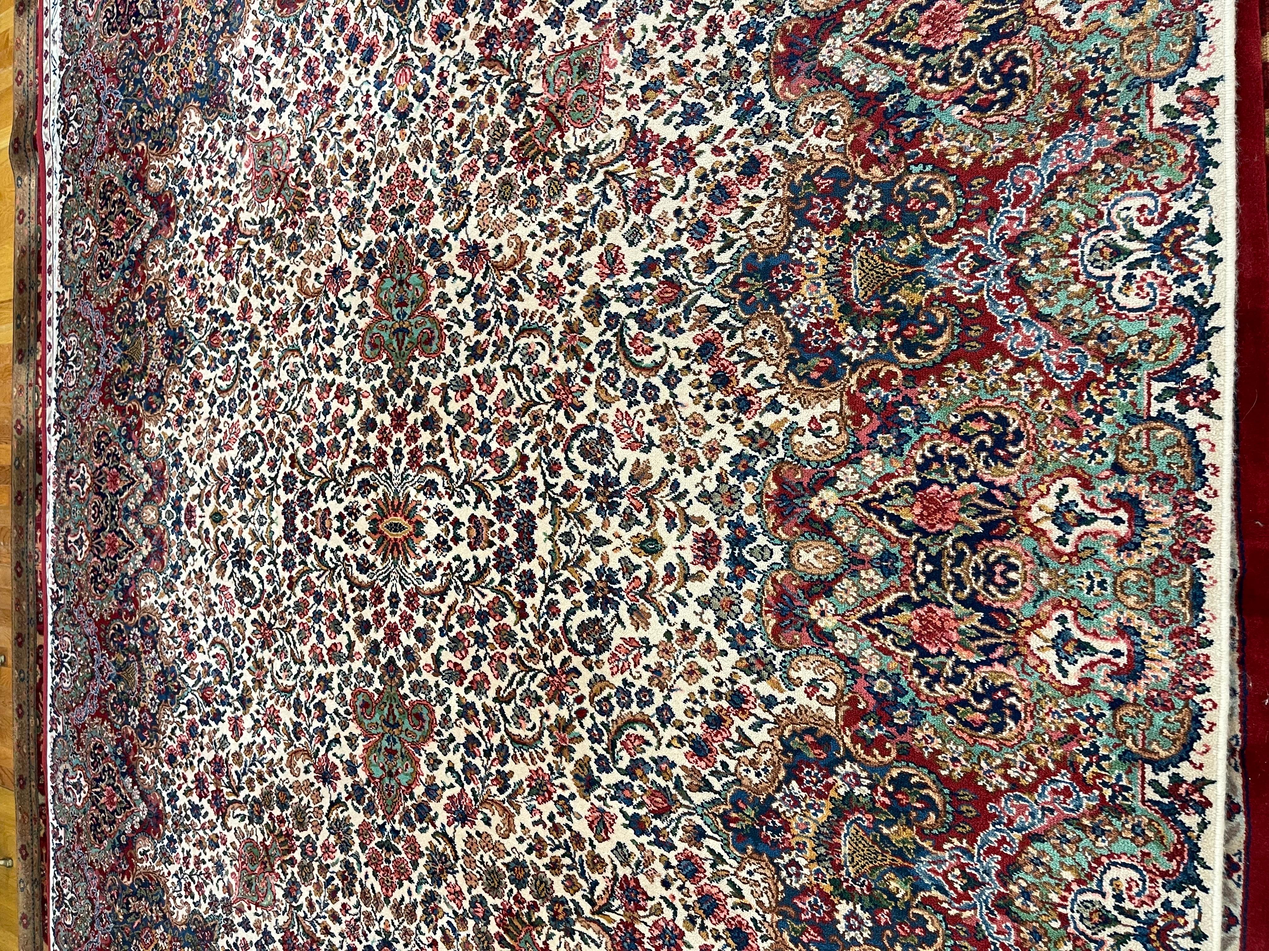 Original Karastan Collection Premium Floral Kirman Wool Area Rug 8'8