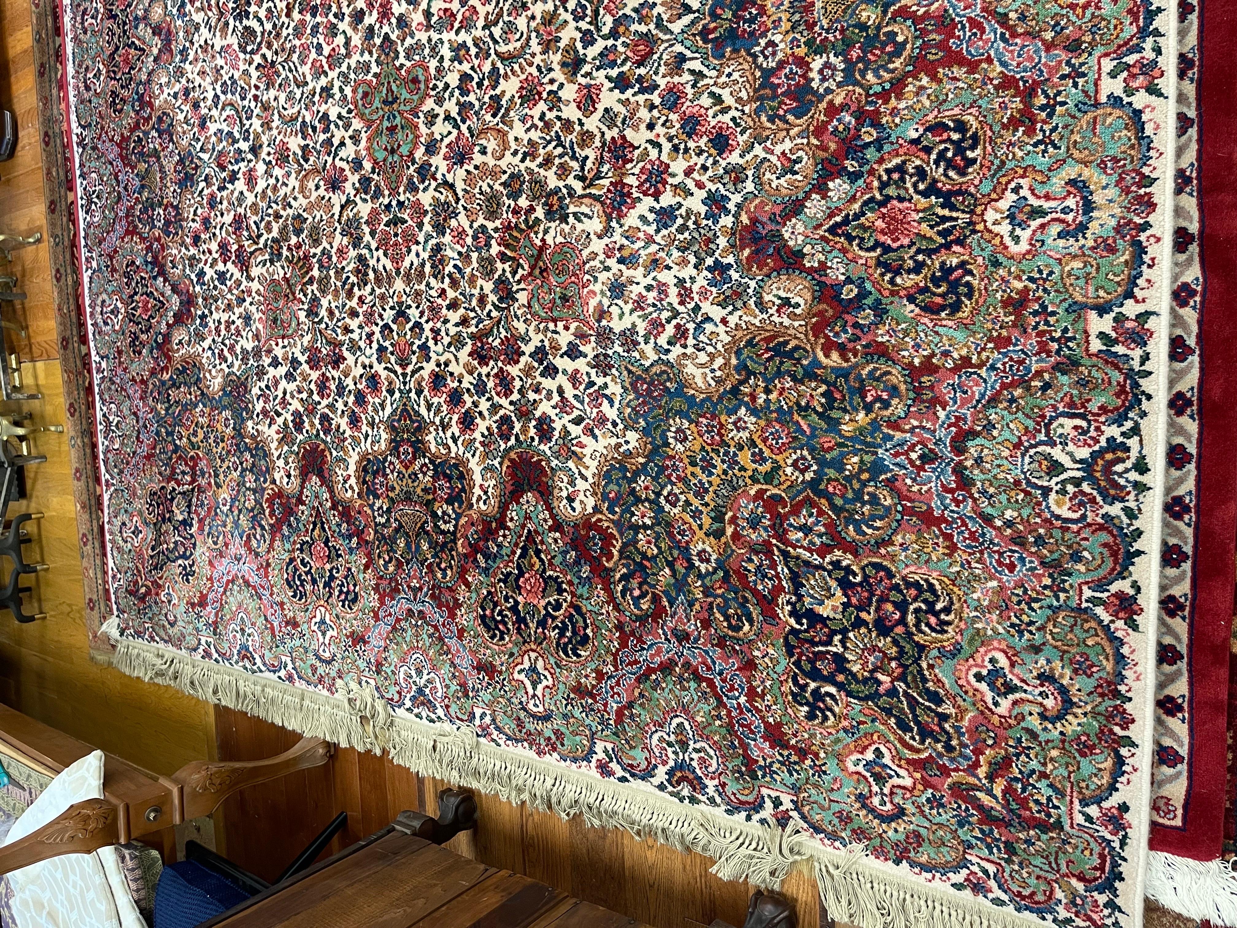 Original Karastan Collection Premium Floral Kirman Wool Area Rug 8'8