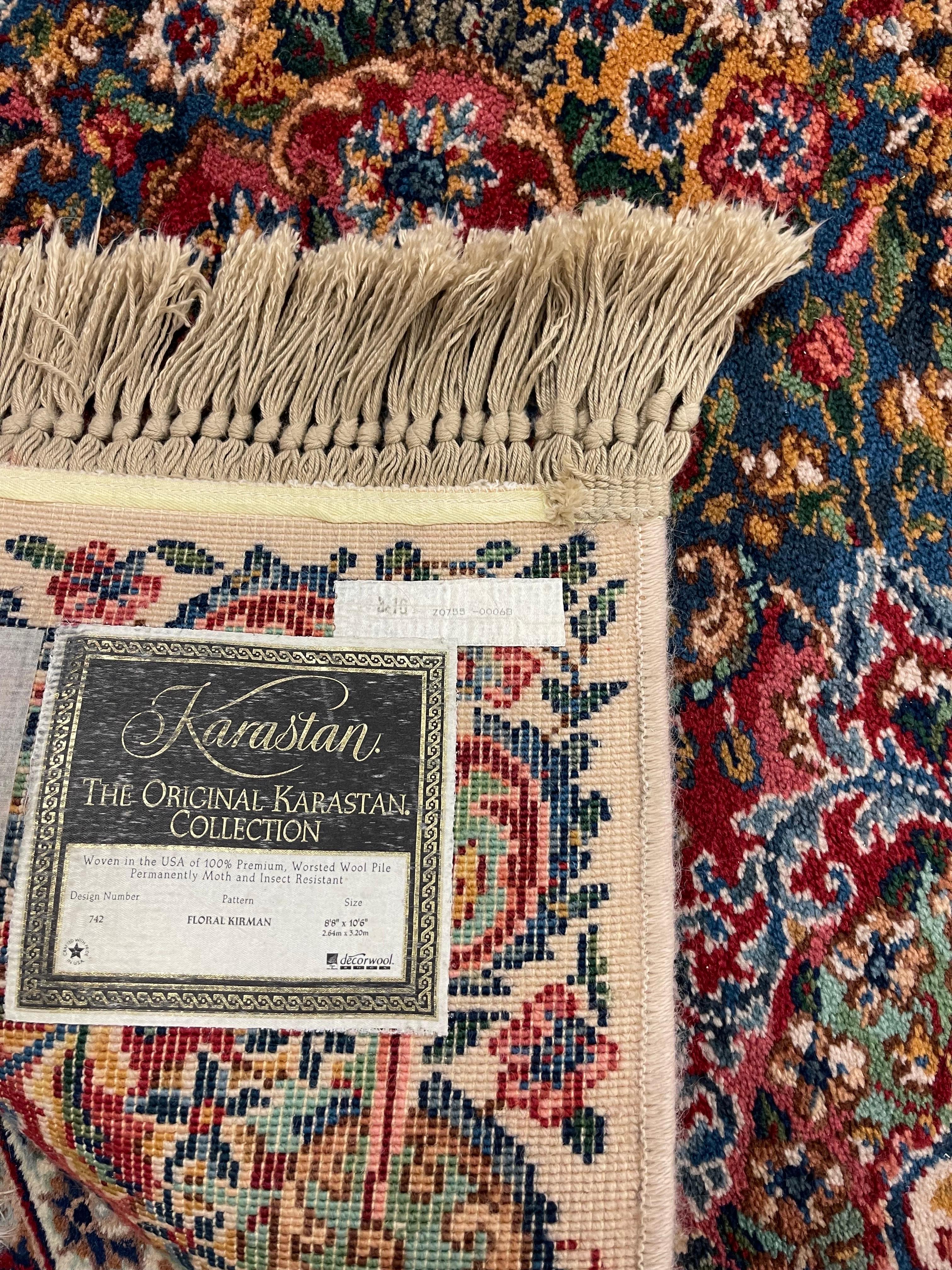 Original Karastan Collection Premium Floral Kirman Wool Area Rug 8'8