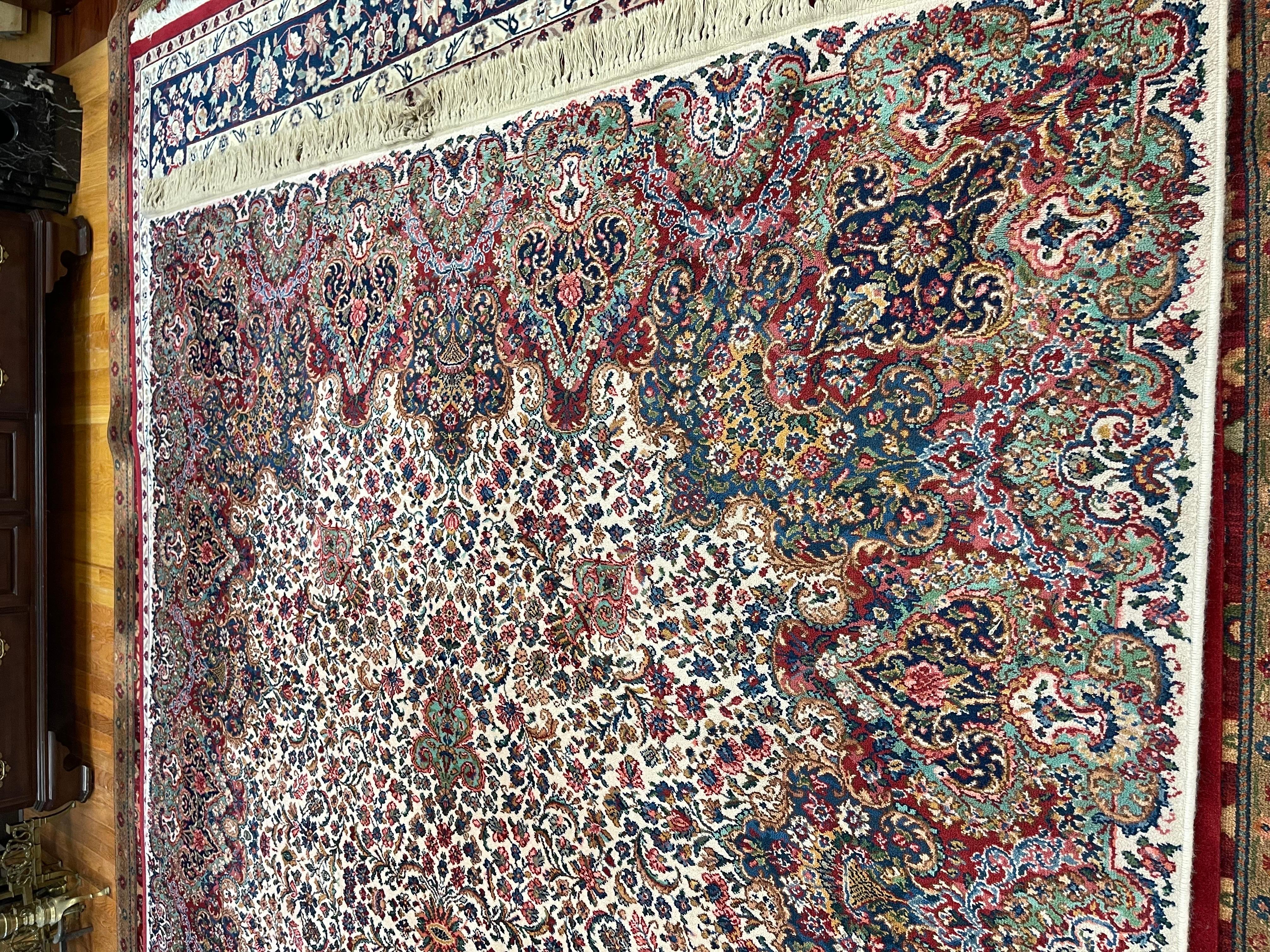 Original Karastan Collection Premium Floral Kirman Wool Area Rug 8'8
