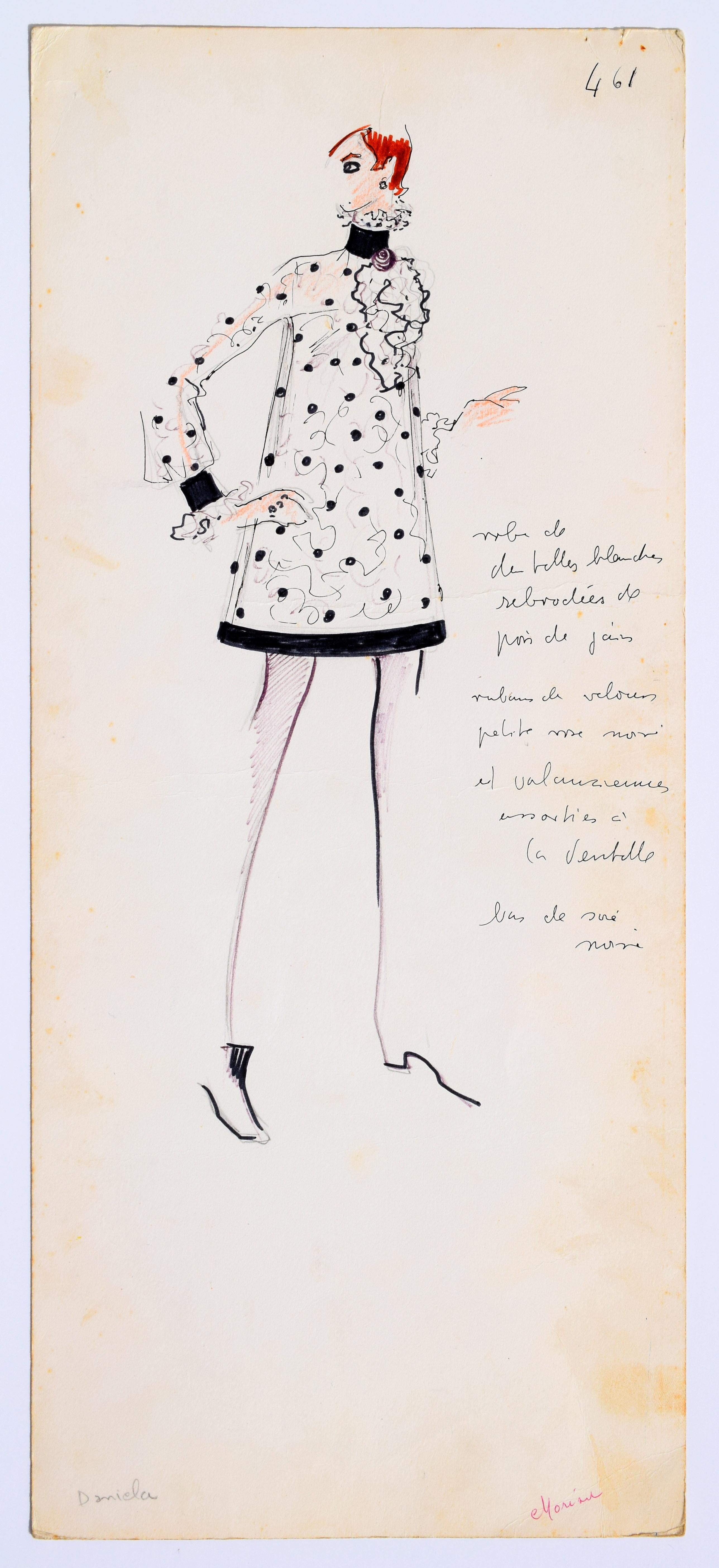 Original fashion design sketches by Karl Lagerfeld, from storage box labeled 