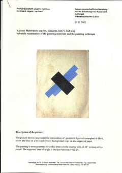 Original Kazimir Malevich 1927 Gouache On Paper Suprematism