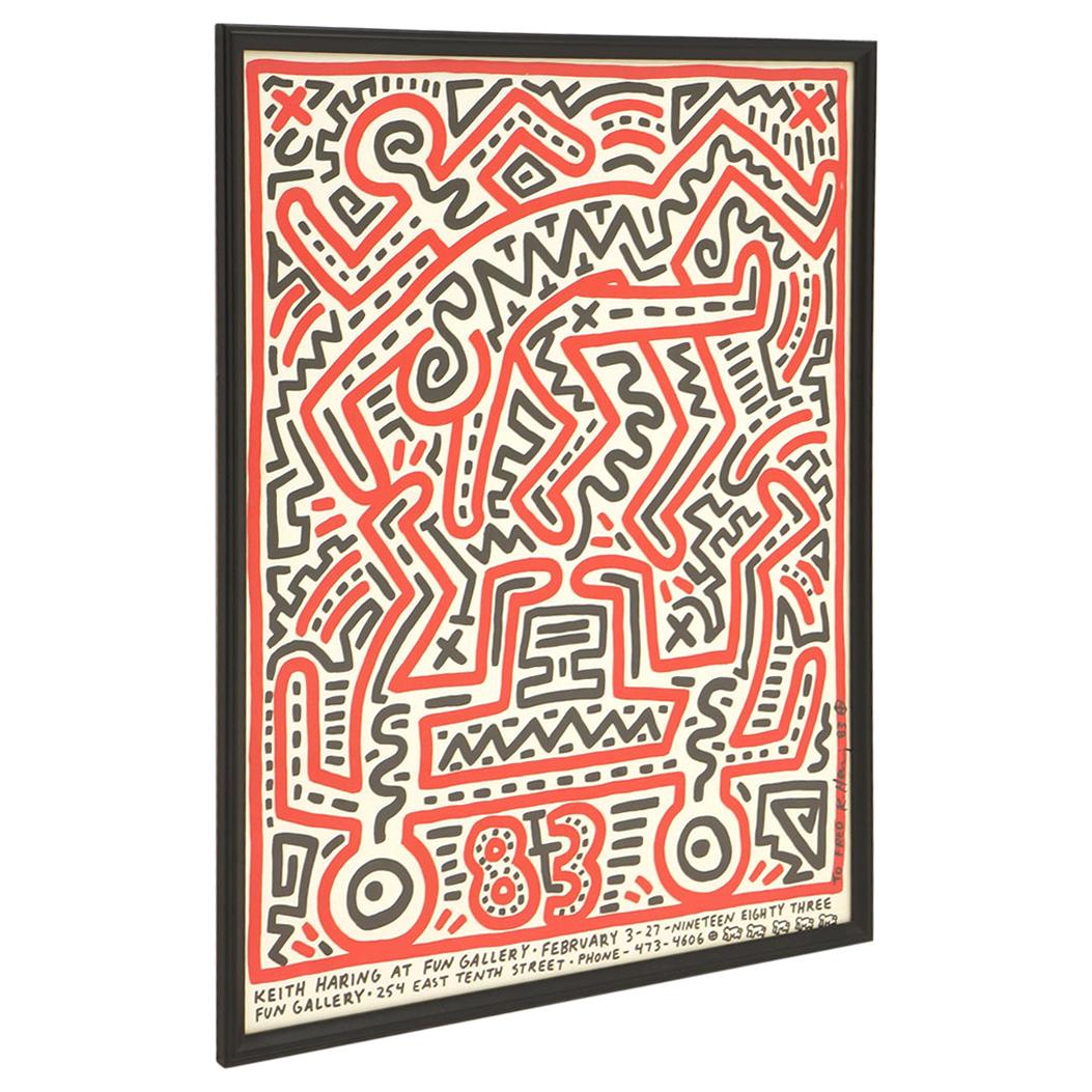 Original Keith Haring Signed Poster, Framed