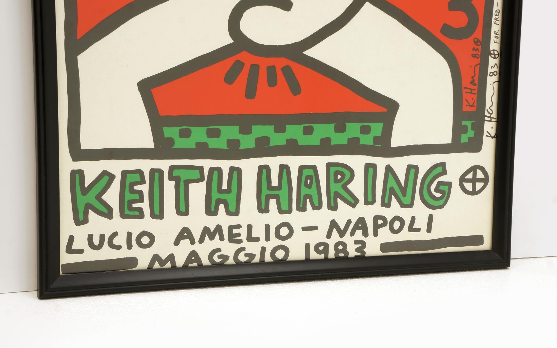 Original Keith Haring signed poster. Italia 1983. Framed. Obtained from the estate of the original owner.