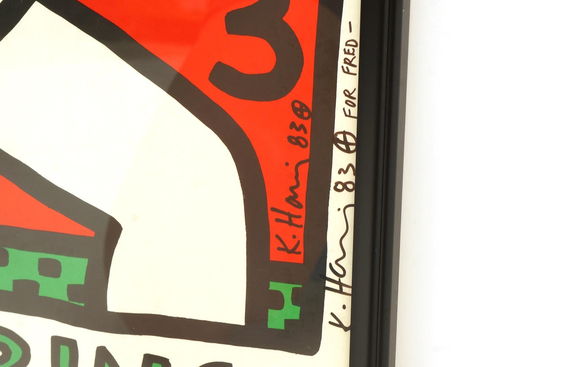 Original signiertes Originalplakat von Keith Haring, Italien 1983, gerahmt (Moderne) im Angebot