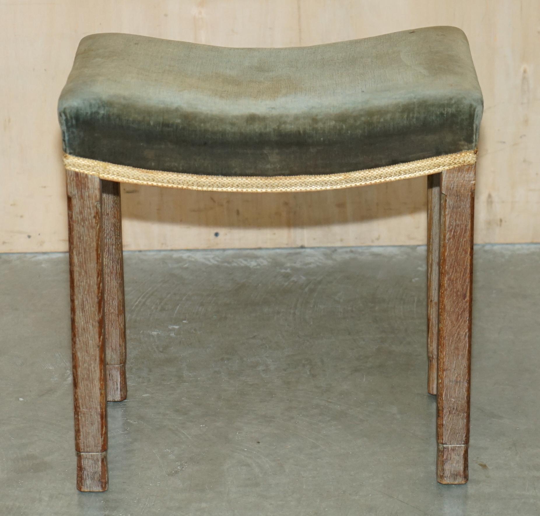Hand-Crafted Original King George VI Coronation Stool 1937 Limed Oak By Waring & Gillow For Sale